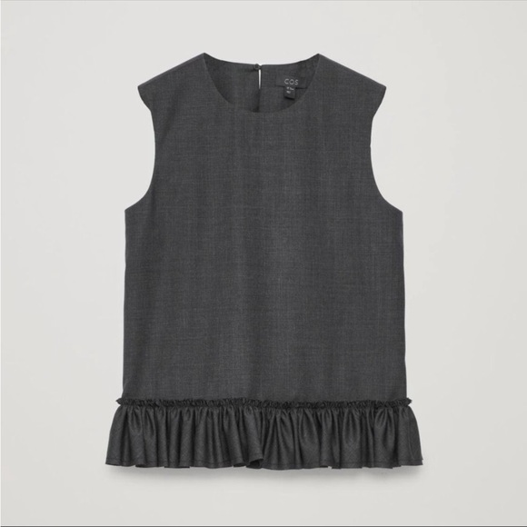 COS Gray Frill Ruffle Hem Top - Picture 2 of 5